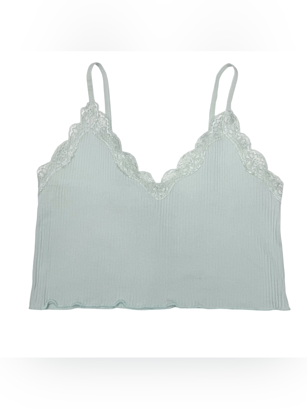 Mi Ami Lace Trim Ribbed Crop Camisole Y2k Coquette Layering Cami